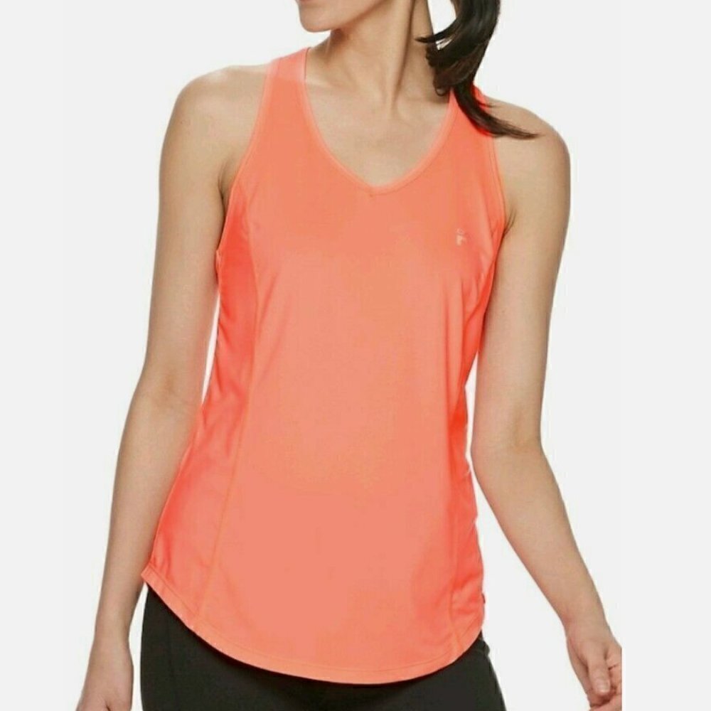 Fila Sport Women's Size XS V-Neck Racerback Tank Top Coral Pink Orange Stretch